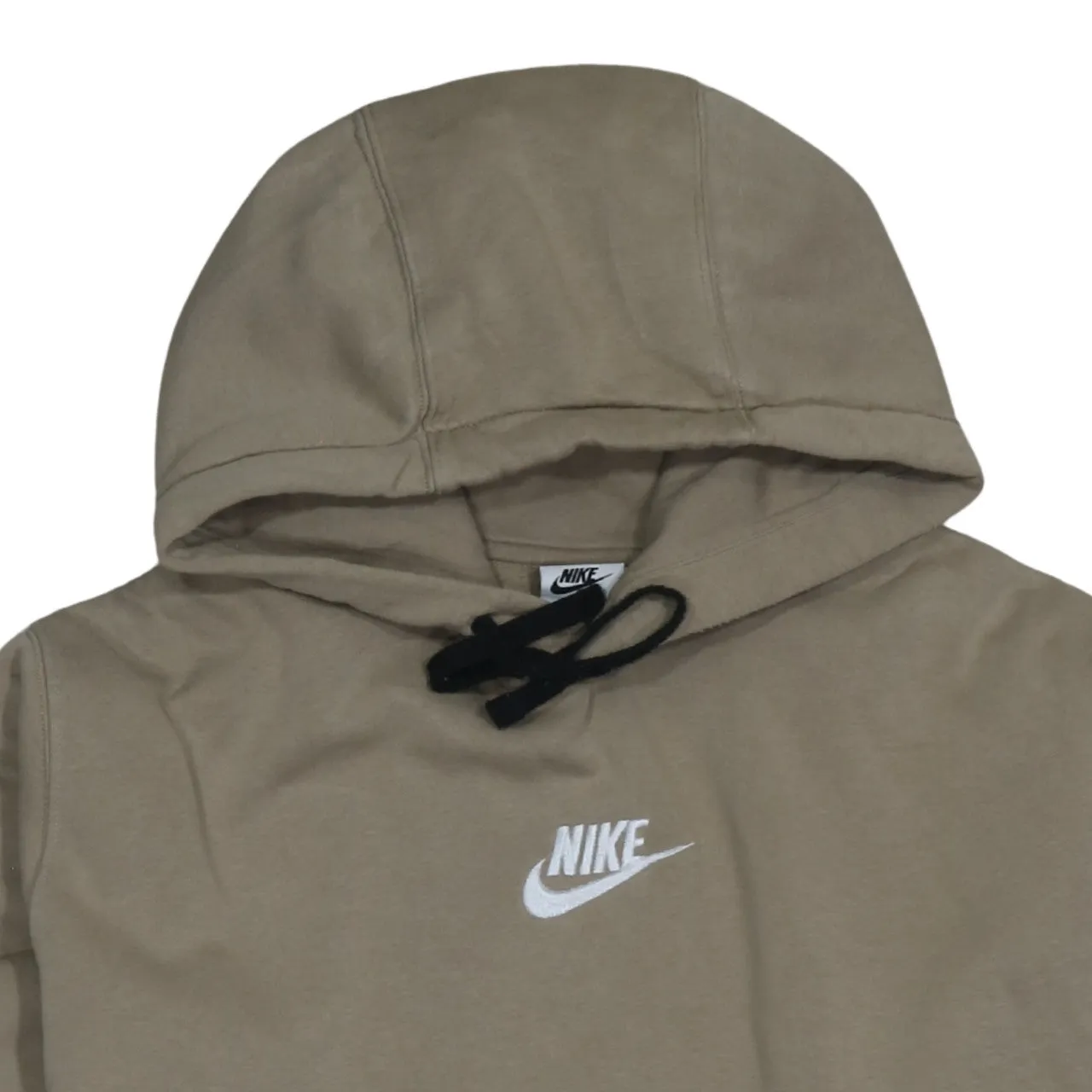 Nike Beige Hoodie Women’s Large Embroidered Chest Logo Taped Sleeve Pullover Sweatshirt sold by Vintage Club product image thumbnail 3