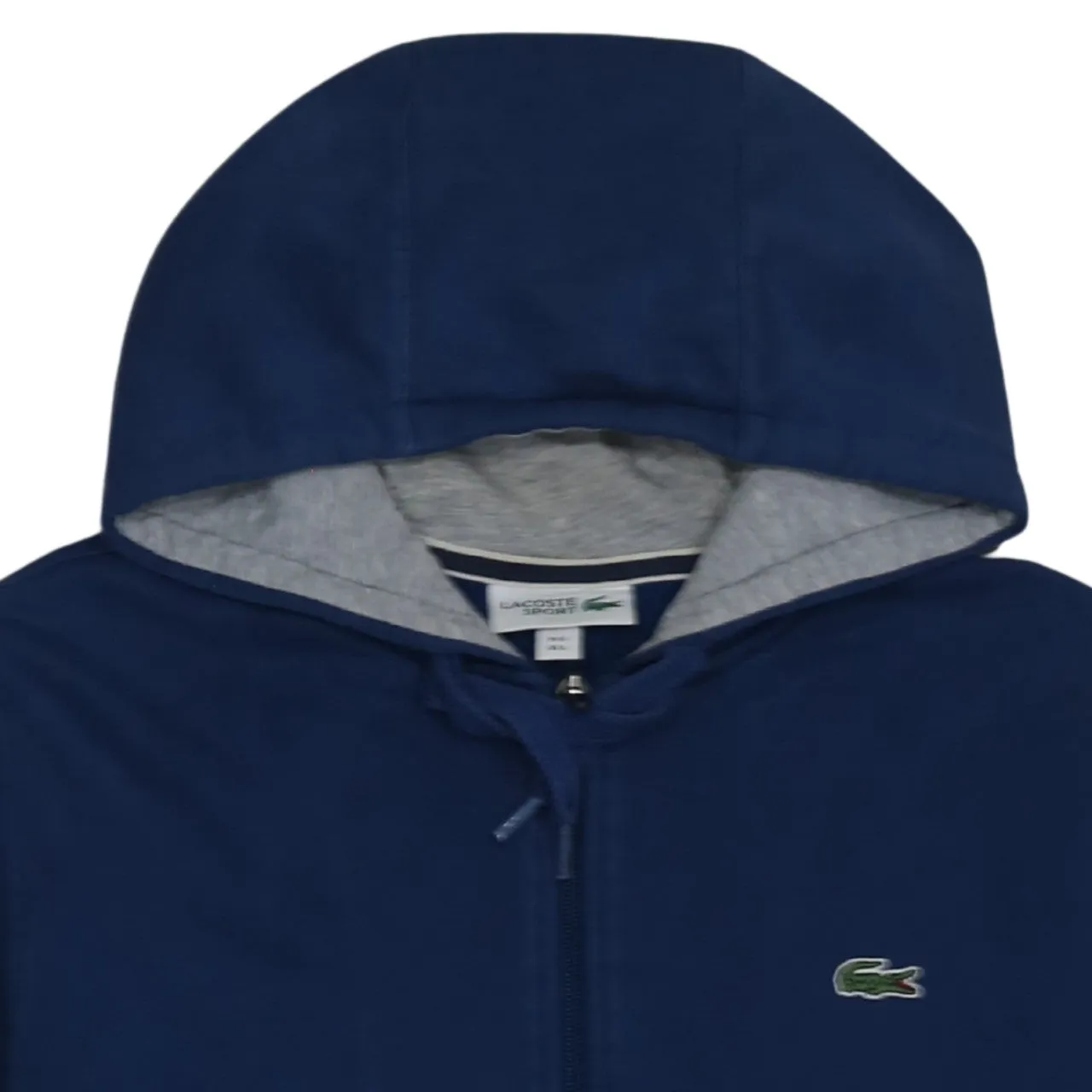 Lacoste Navy Blue Full Zip Hoodie Women's Large Embroidered Croc Logo Split Pockets Sweatshirt sold by Vintage Club product image thumbnail 3