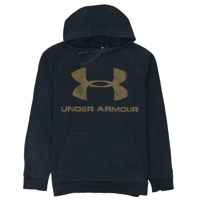 Under Armour Black Hoodie Men's Medium Printed Logo Front Pocket Pullover Sweatshirt made by Under Armour