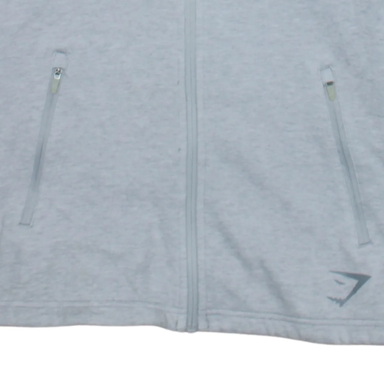 Gymshark Light Grey Full Zip Hoodie Women’s Small Drawstring Hood Zip Pockets Logo Sweatshirt sold by Vintage Club product image thumbnail 4