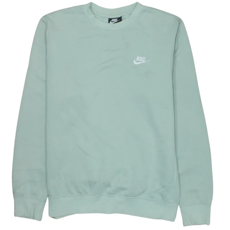 Nike Mint Green Sweatshirt Men's Small Embroidered Swoosh Logo Crewneck Pullover Fleece Top made by Nike