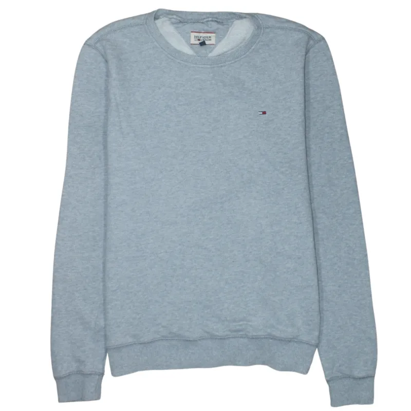 Tommy Hilfiger Light Grey Sweatshirt Men's Small Embroidered Flag Logo Crewneck Pullover sold by Vintage Club