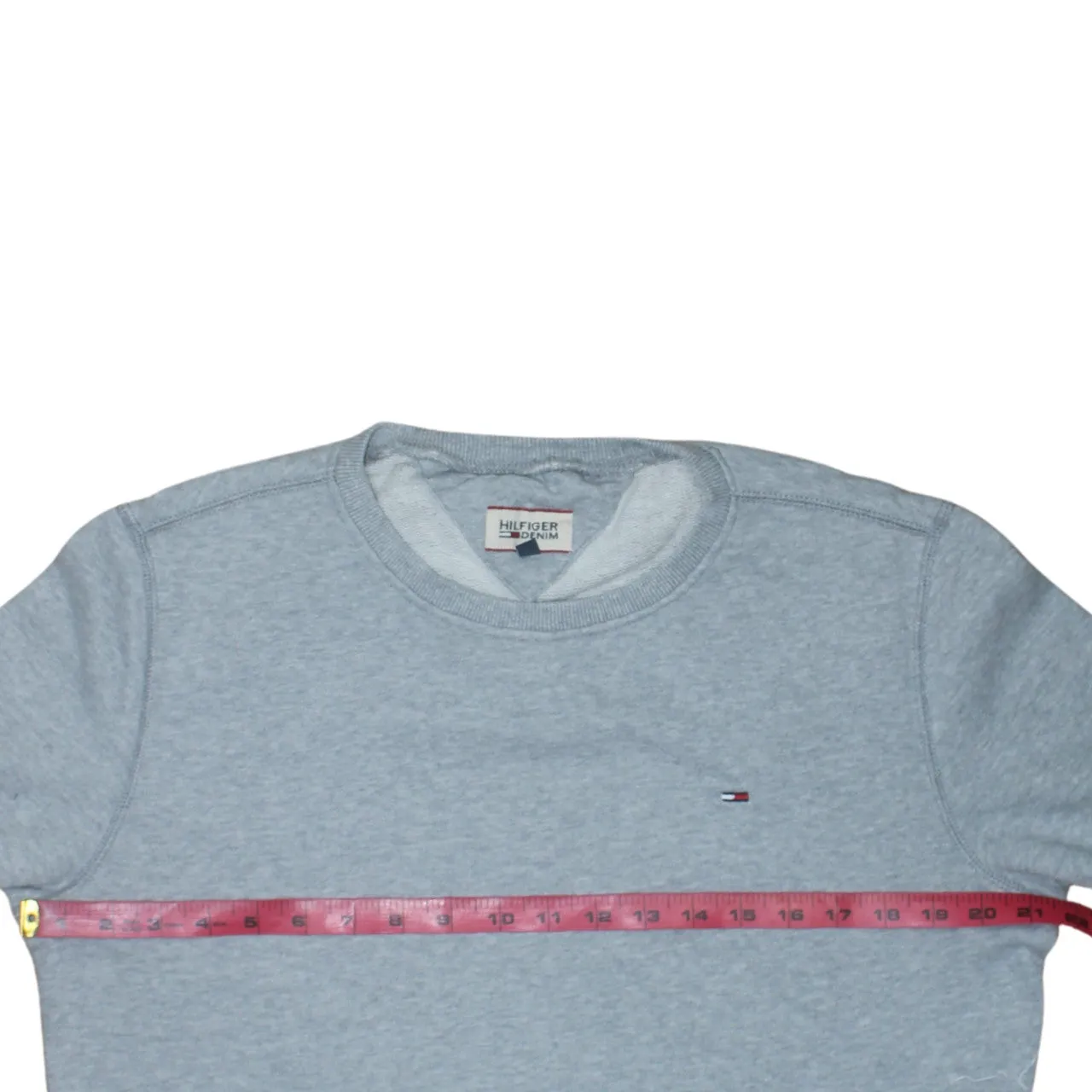 Tommy Hilfiger Light Grey Sweatshirt Men's Small Embroidered Flag Logo Crewneck Pullover sold by Vintage Club product image thumbnail 5