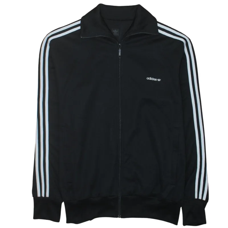 Adidas Black Track Jacket Women’s XLarge Three Stripe Sleeves Embroidered Trefoil Logo Zip Top sold by Vintage Club