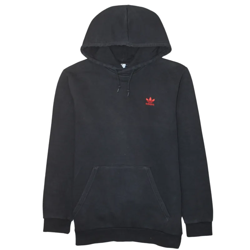 Adidas Black Hoodie Men's Large Embroidered Trefoil Logo Front Pocket Pullover Sweatshirt sold by Vintage Club