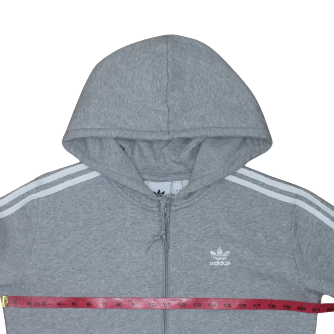 Adidas Grey Zip Hoodie Men's Small Trefoil Embroidered Logo Three Stripe Sleeves Sweatshirt sold by Vintage Club product image thumbnail 5