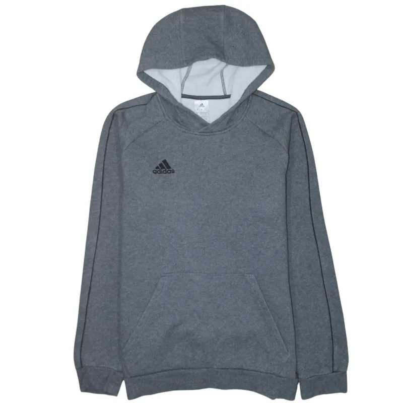 Adidas Dark Grey Hoodie Women’s Large Embroidered Logo Pouch Pocket Pullover Sweatshirt made by Adidas