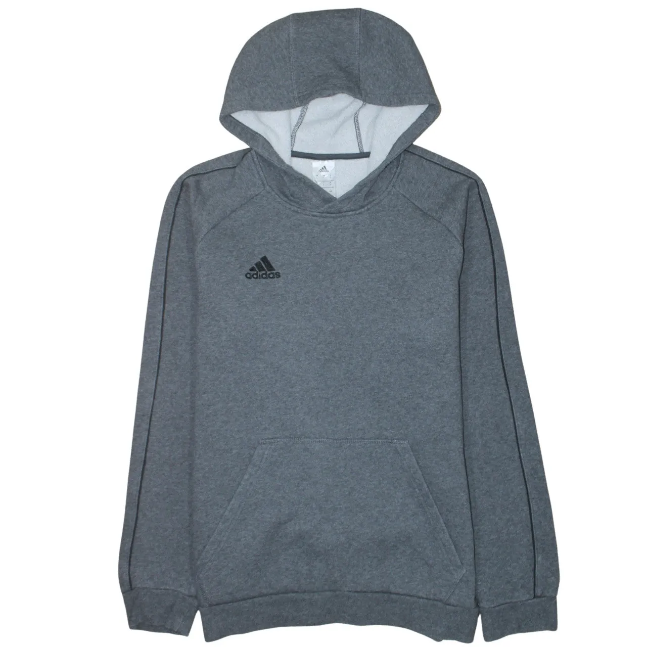 Adidas Dark Grey Hoodie Women’s Large Embroidered Logo Pouch Pocket Pullover Sweatshirt sold by Vintage Club