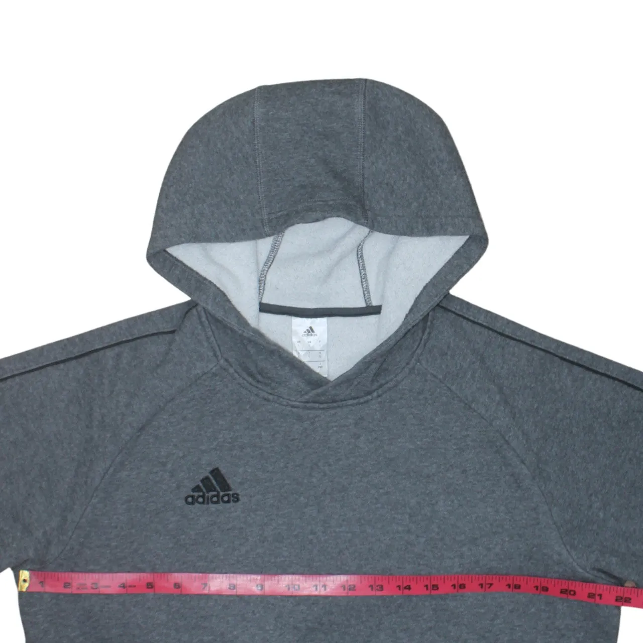 Adidas Dark Grey Hoodie Women’s Large Embroidered Logo Pouch Pocket Pullover Sweatshirt sold by Vintage Club product image thumbnail 5