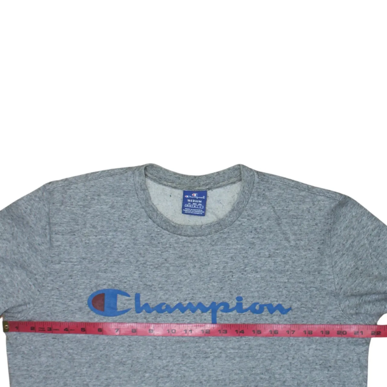 Champion Grey Sweatshirt Men's Medium Printed Script Logo Crewneck Pullover Jumper sold by Vintage Club product image thumbnail 5