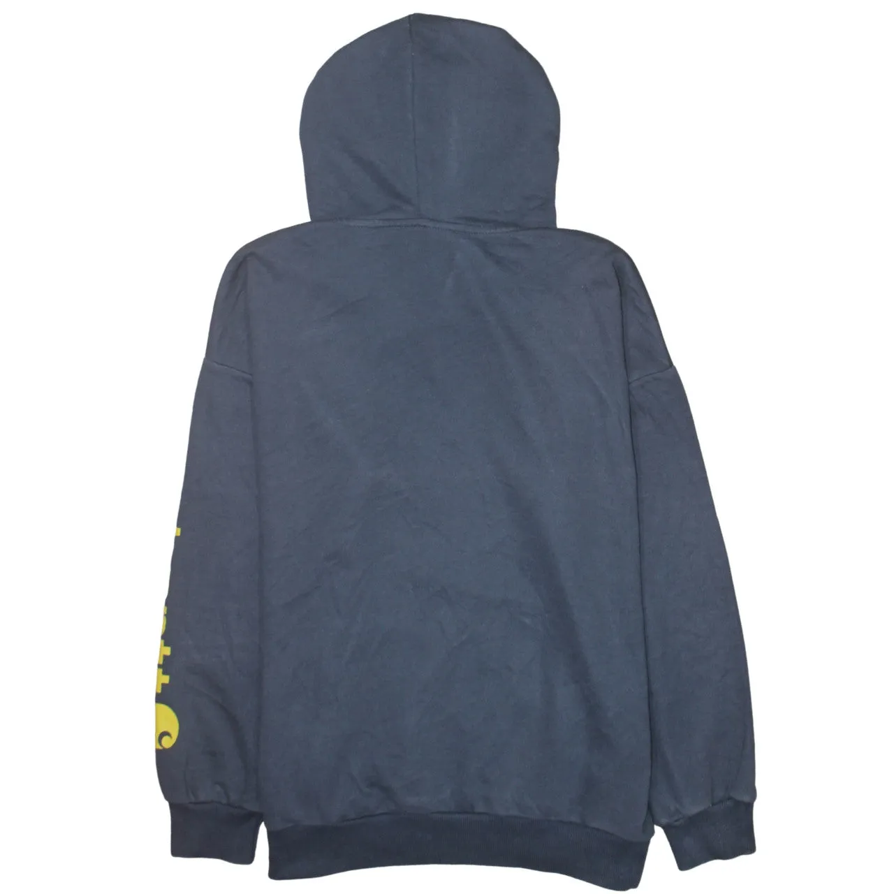 Carhartt Navy Blue Hoodie Men’s Medium Sleeve Logo Pocket Pullover Sweatshirt sold by Vintage Club product image thumbnail 2