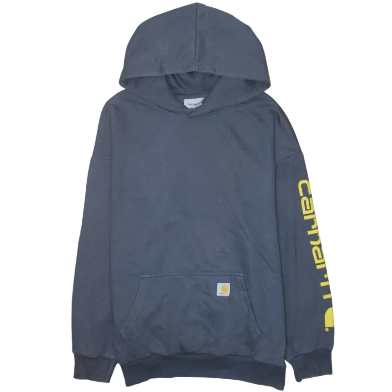 Carhartt Navy Blue Hoodie Men’s Medium Sleeve Logo Pocket Pullover Sweatshirt made by Carhartt