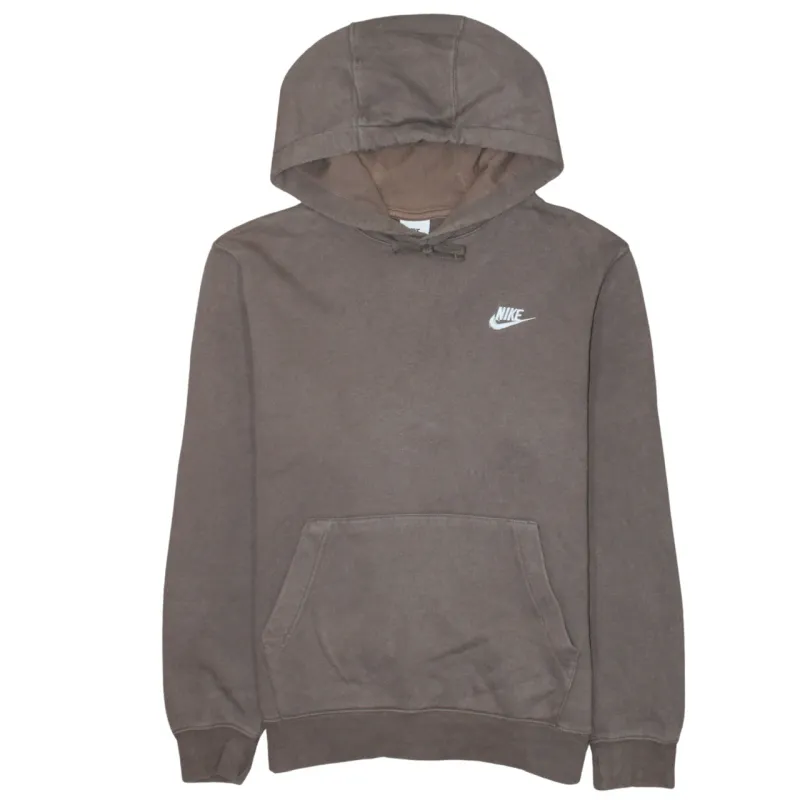 Nike Brown Hoodie Men's Small Embroidered Swoosh Logo Front Pocket Pullover Sweatshirt sold by Vintage Club