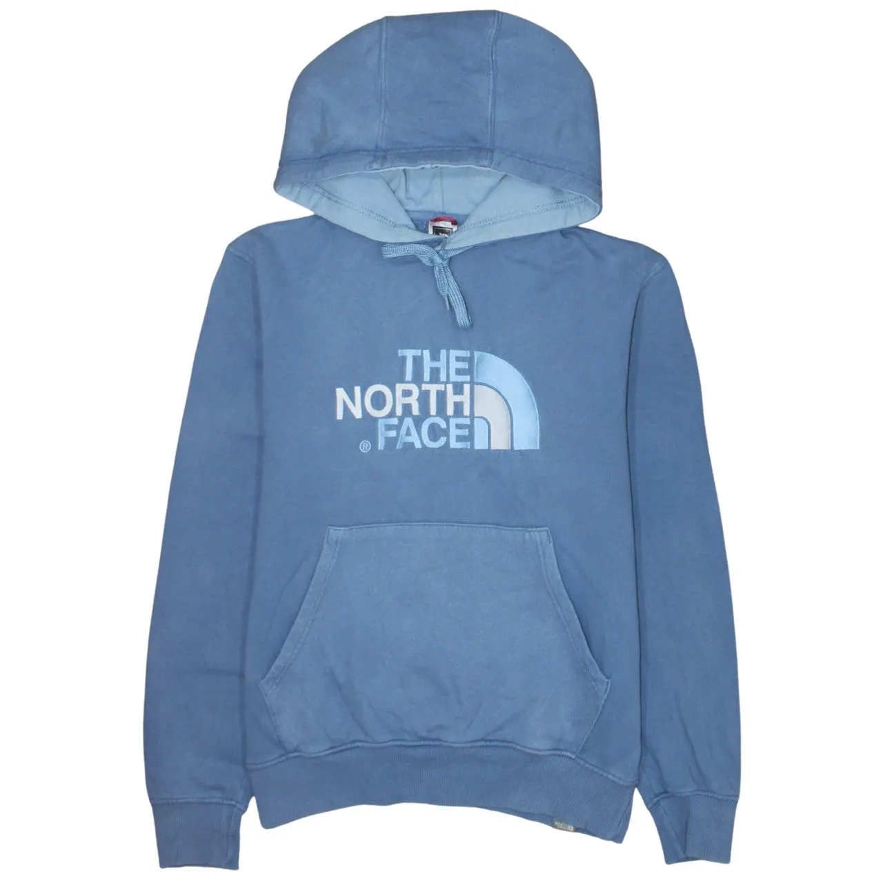 The North Face Blue Hoodie Men's Small Printed Logo Front Pocket Pullover Sweatshirt sold by Vintage Club