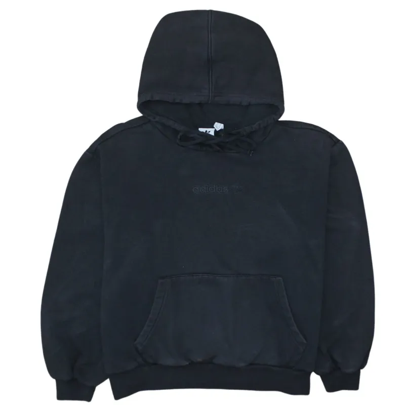 Adidas Black Hoodie Women’s Small Embroidered Logo Drawstring Hood Front Pocket Sweatshirt sold by Vintage Club