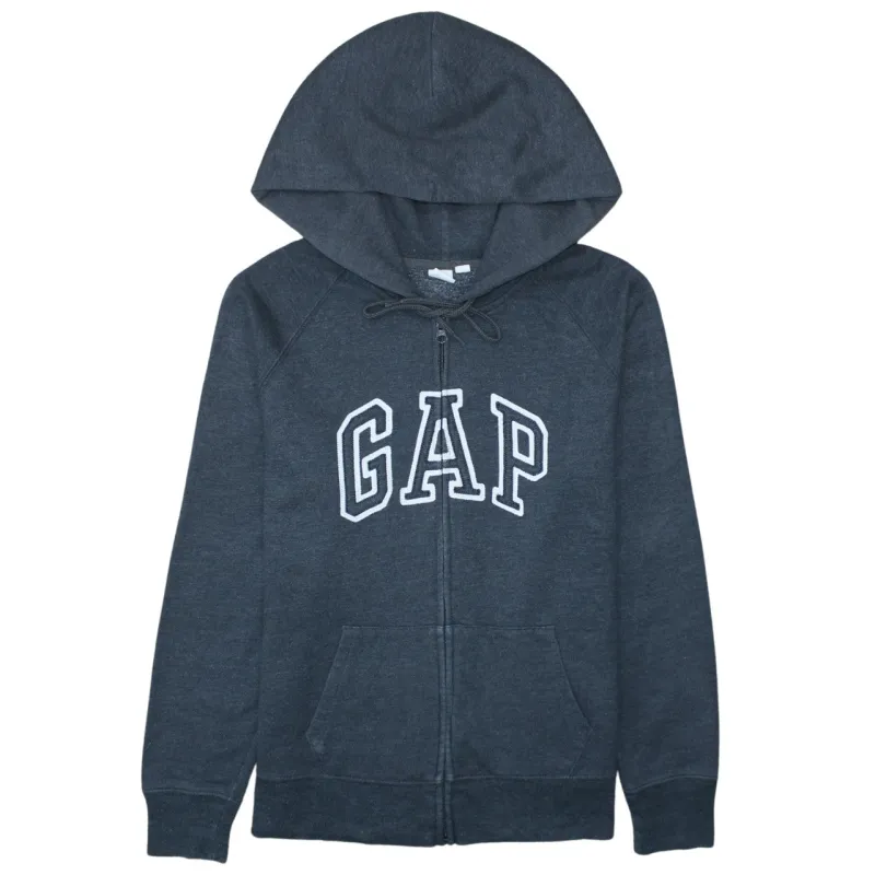 Gap Charcoal Grey Zip Hoodie Men's Large Embroidered Logo Split Pocket Sweatshirt sold by Vintage Club