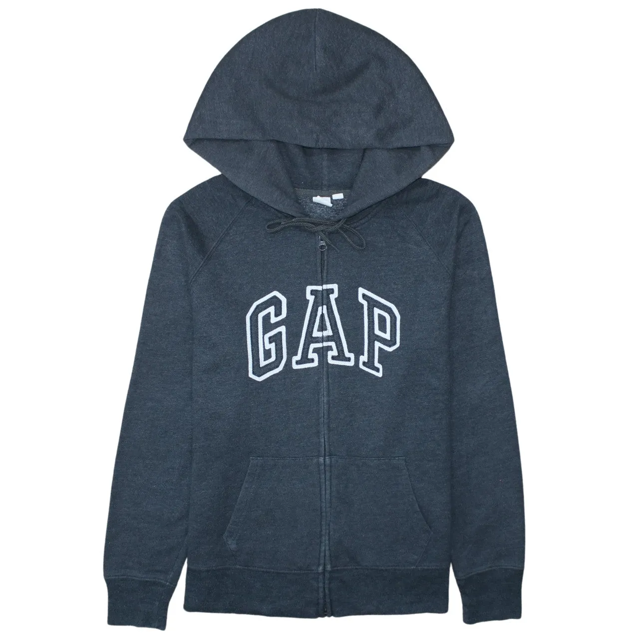 Gap Charcoal Grey Zip Hoodie Men's Large Embroidered Logo Split Pocket Sweatshirt sold by Vintage Club