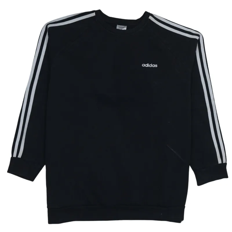 Adidas Black Sweatshirt Women's XLarge Embroidered Logo Three Stripe Sleeves Pullover Top sold by Vintage Club