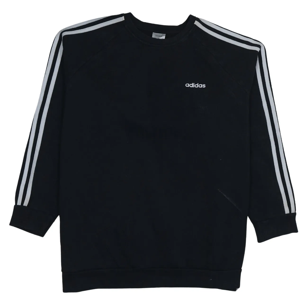 Adidas Black Sweatshirt Women's XLarge Embroidered Logo Three Stripe Sleeves Pullover Top sold by Vintage Club