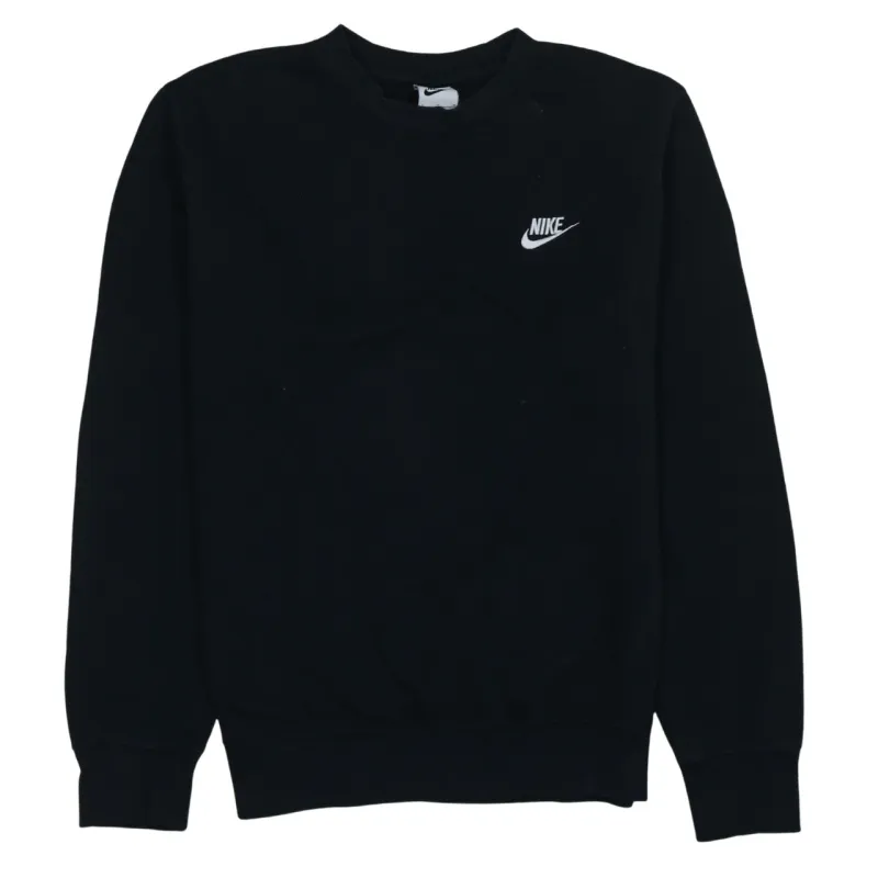 Nike Black Sweatshirt Men's Small Embroidered Swoosh Logo Crewneck Pullover Fleece Top sold by Vintage Club