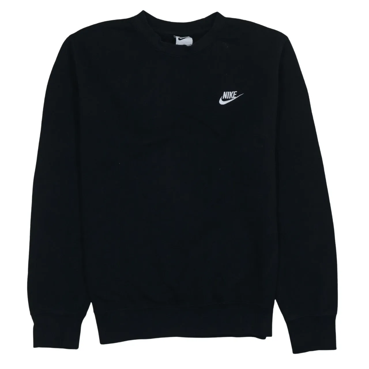 Nike Black Sweatshirt Men's Small Embroidered Swoosh Logo Crewneck Pullover Fleece Top sold by Vintage Club