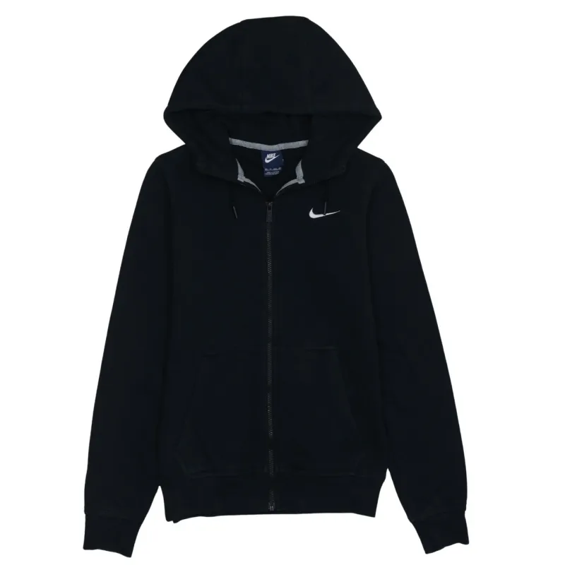 Nike Black Full Zip Hoodie Men's XSmall Embroidered Swoosh Drawstring Hood Pockets Sweatshirt sold by Vintage Club