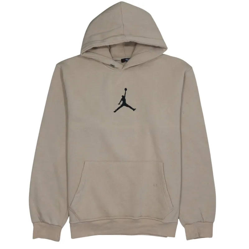 Jordan Beige Hoodie Men’s XXLarge Embroidered Jumpman Logo Front Pocket Fleece Pullover Sweatshirt sold by Vintage Club