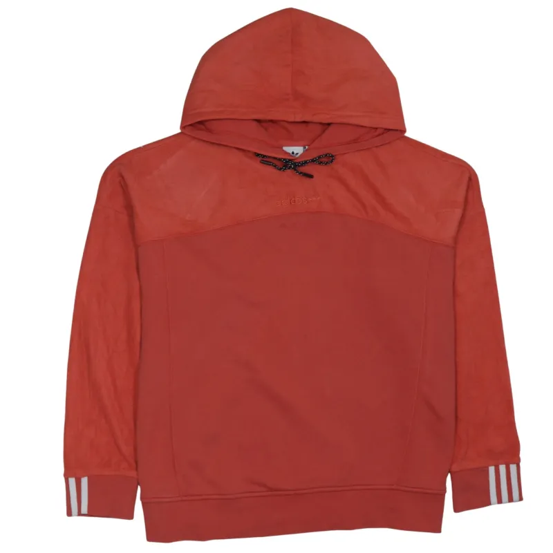 Adidas Burnt Red Hoodie Women’s XLarge Embroidered Logo Three Stripe Cuffs Pullover Sweatshirt sold by Vintage Club
