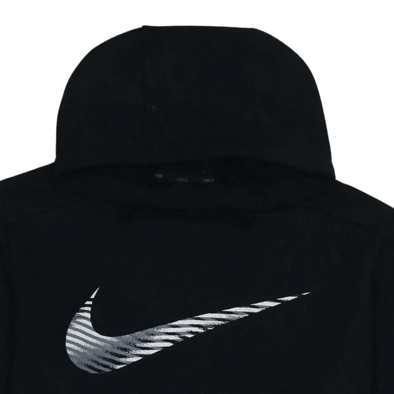 Nike Black Hoodie Women’s Medium Printed Swoosh Logo Front Pocket Pullover Sweatshirt sold by Vintage Club product image thumbnail 3