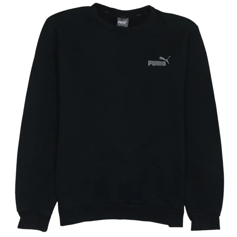 Puma Black Sweatshirt Men's Medium Small Logo Embroidered Chest Crewneck Pullover Top sold by Vintage Club