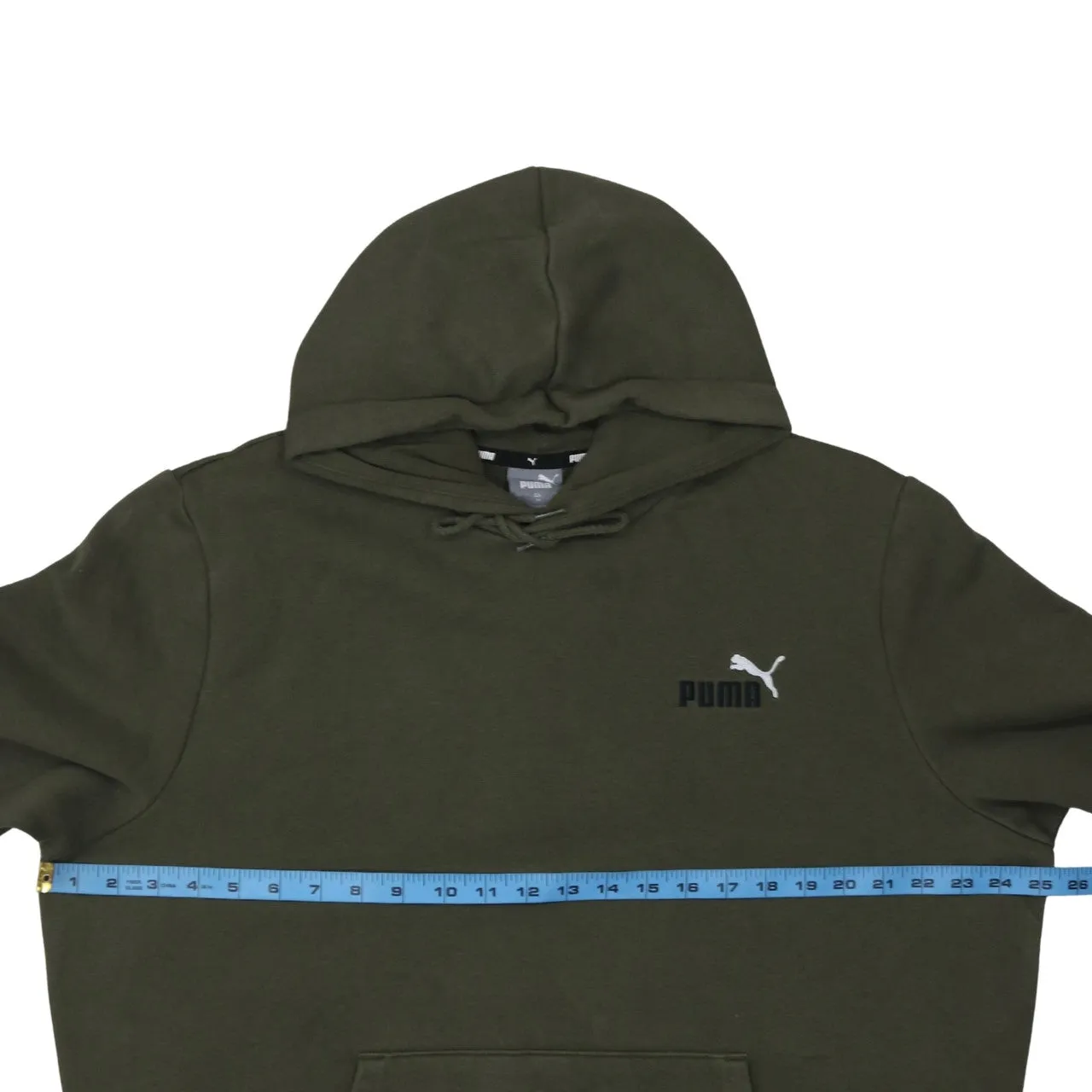 Puma Dark Khaki Hoodie Women’s XLarge Printed Chest Logo Front Pocket Pullover Sweatshirt sold by Vintage Club product image thumbnail 5
