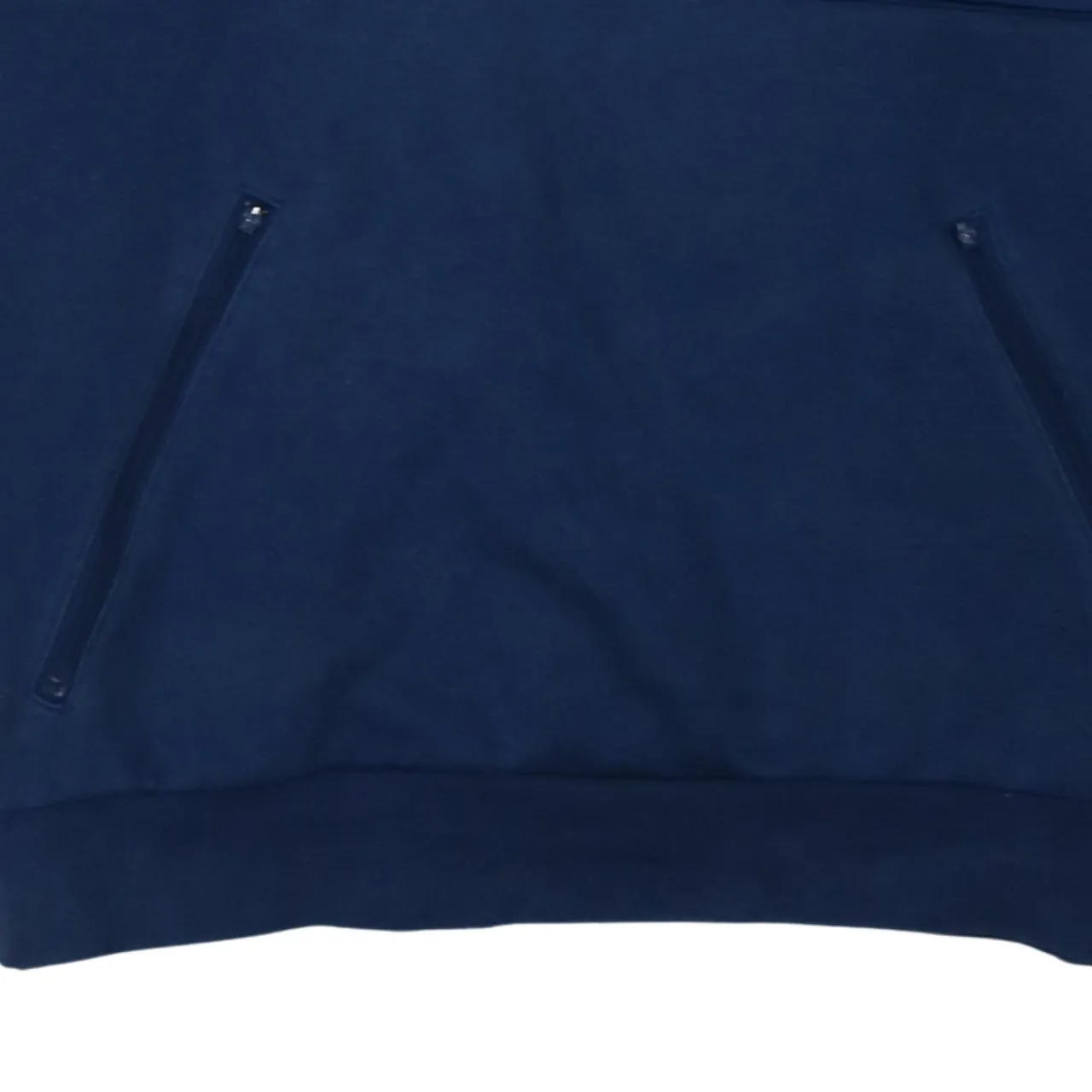 Adidas Navy Blue Hoodie Men's Large Half Zip Three Stripe Sleeves Printed Logo Pullover sold by Vintage Club product image thumbnail 4