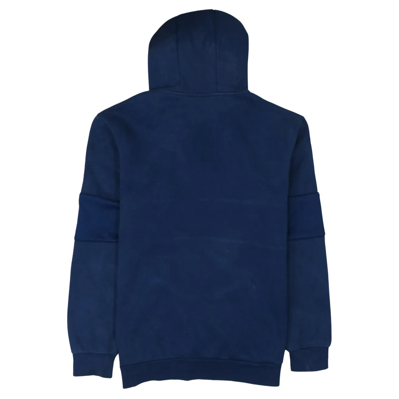 Adidas Navy Blue Hoodie Men's Large Half Zip Three Stripe Sleeves Printed Logo Pullover sold by Vintage Club product image thumbnail 2