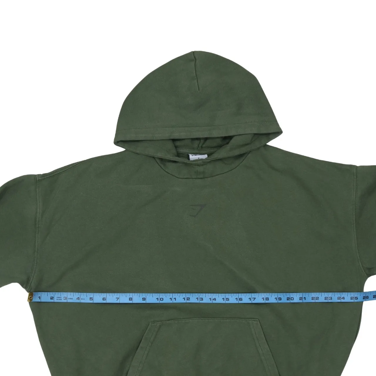 Gymshark Olive Green Hoodie Men's Small Printed Back Graphic Pullover Sweatshirt sold by Vintage Club product image thumbnail 5