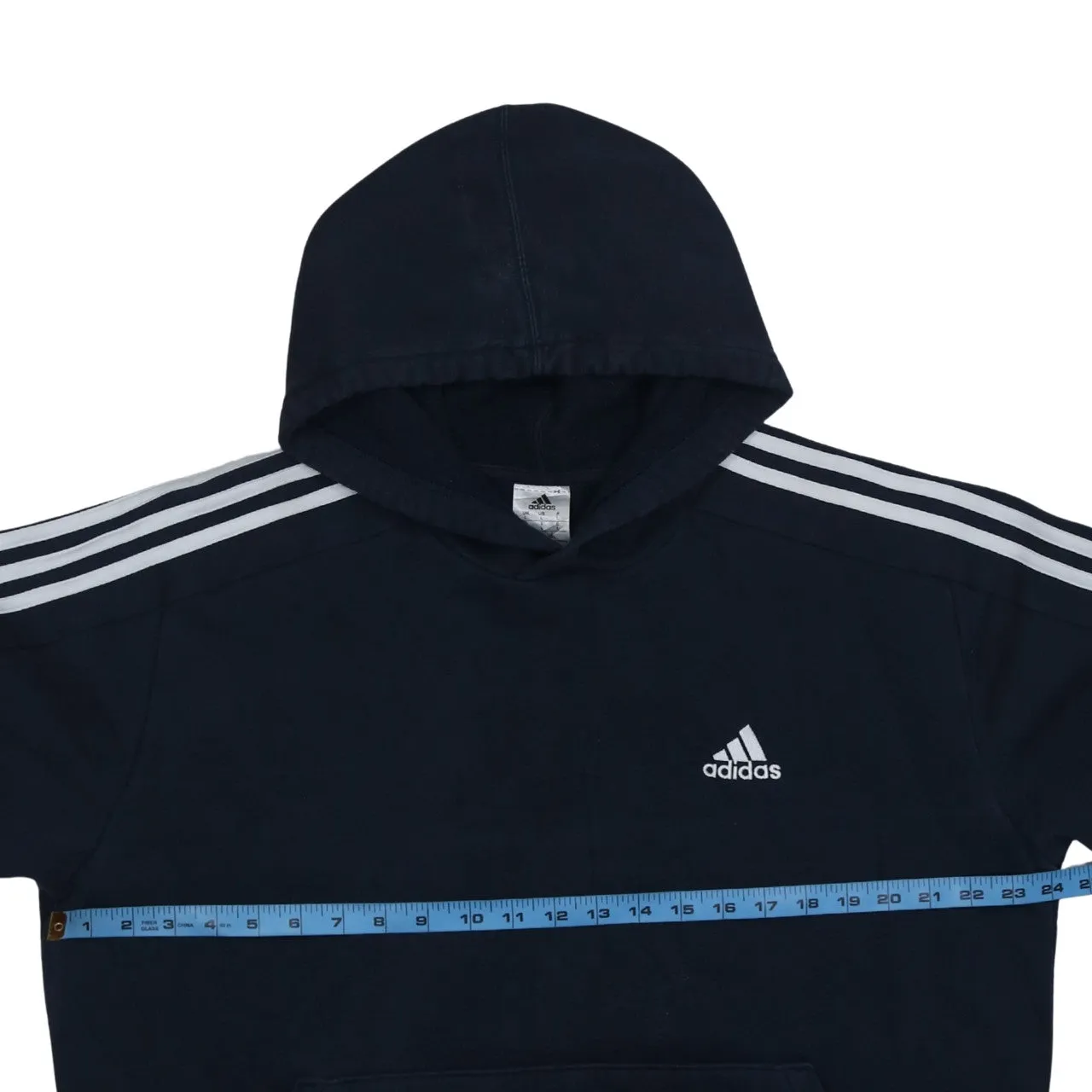 Adidas Navy Blue Hoodie Women's XLarge Embroidered Logo Three Stripe Sleeves Pullover Sweatshirt sold by Vintage Club product image thumbnail 5