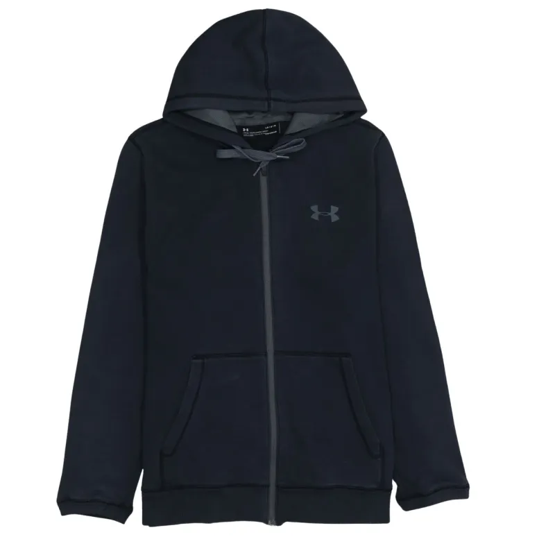 Under Armour Black Full Zip Hoodie Women’s Large Printed Chest Logo Split Pockets Sweatshirt sold by Vintage Club