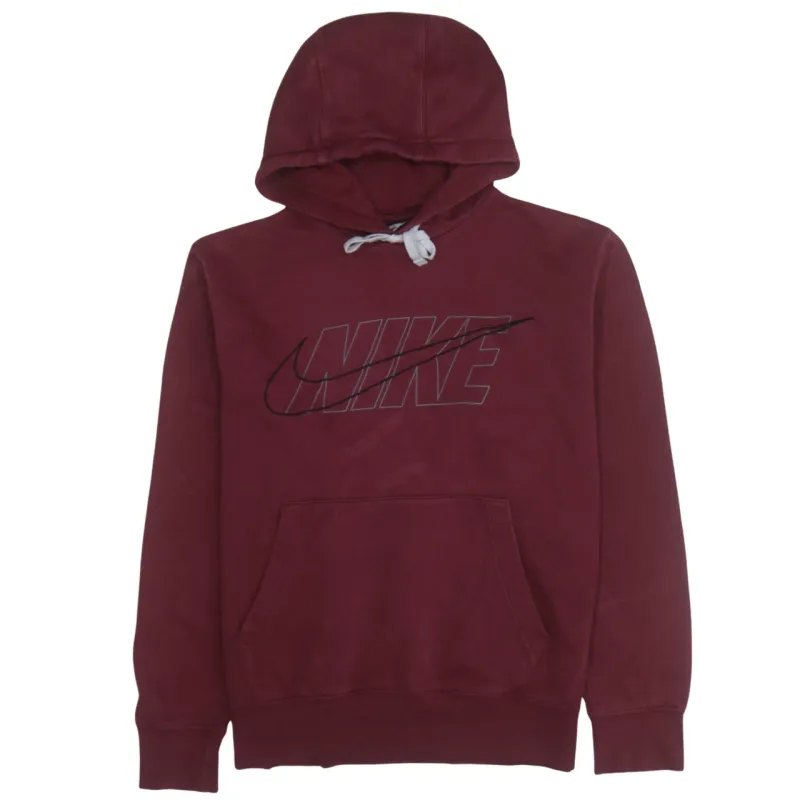 Nike Burgundy Pullover Hoodie Men's Medium Large Logo Printed Front Pocket Sweatshirt sold by Vintage Club