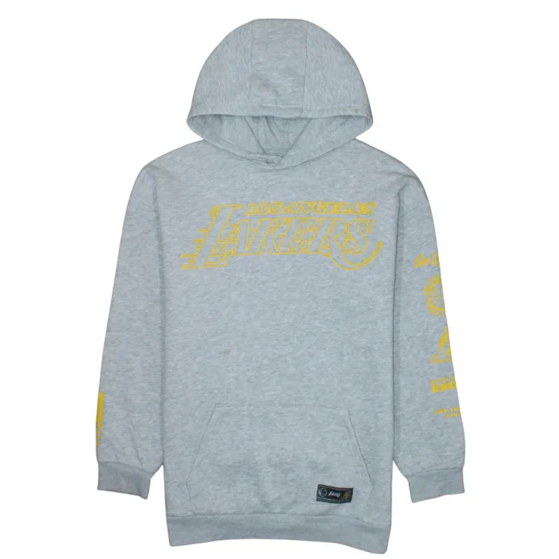 NBA Grey Hoodie Women’s Medium Los Angeles Lakers Printed Logo Fleece Pullover Sweatshirt sold by Vintage Club