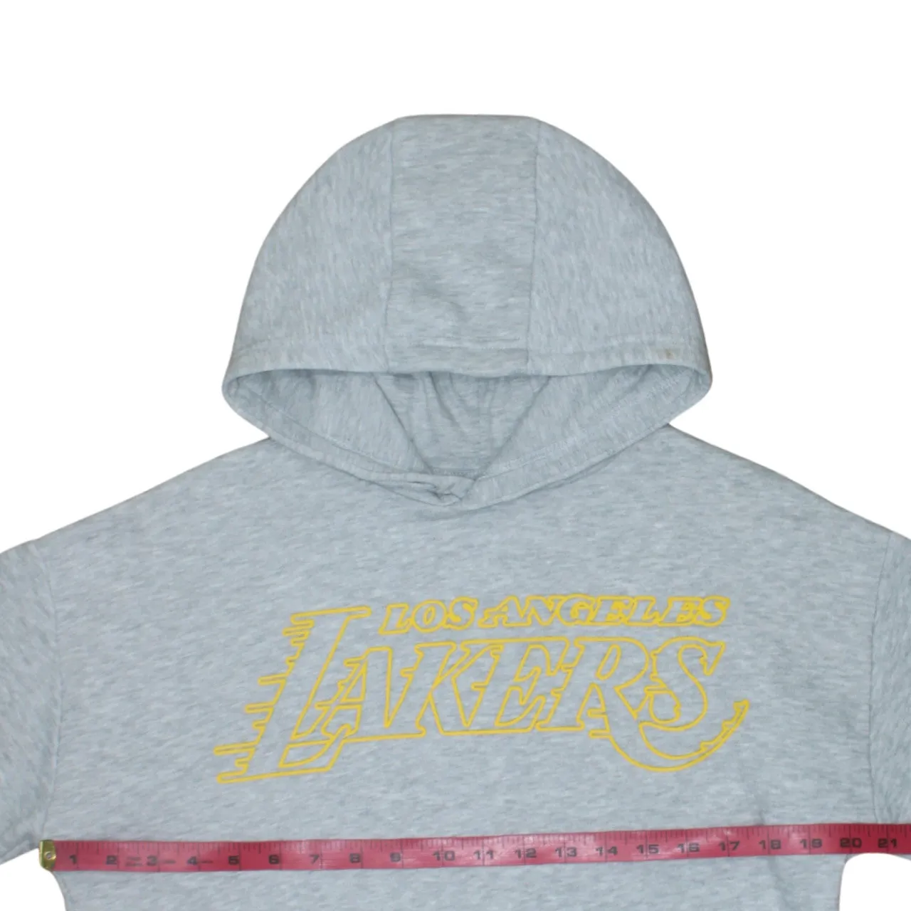 NBA Grey Hoodie Women’s Medium Los Angeles Lakers Printed Logo Fleece Pullover Sweatshirt sold by Vintage Club product image thumbnail 5