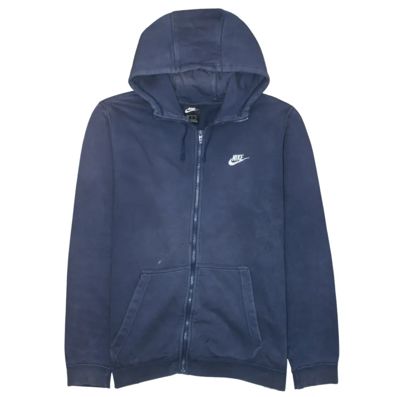 Nike Navy Blue Full Zip Hoodie Women's XLarge Embroidered Swoosh Split Pocket Sweatshirt sold by Vintage Club