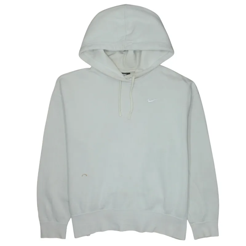 Nike Cream Hoodie Men's Medium Embroidered Swoosh Pullover Fleece Lined Sweatshirt made by Nike