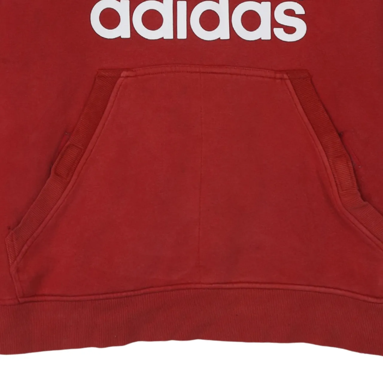 Adidas Burgundy Red Hoodie Women’s Large Printed Trefoil Logo Front Pocket Pullover Sweatshirt sold by Vintage Club product image thumbnail 4