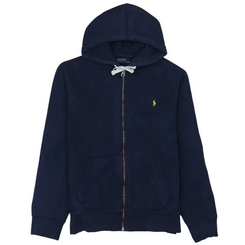 Polo Ralph Lauren Navy Blue Hoodie Women’s Medium Embroidered Pony Zip Front Pockets Sweatshirt sold by Vintage Club