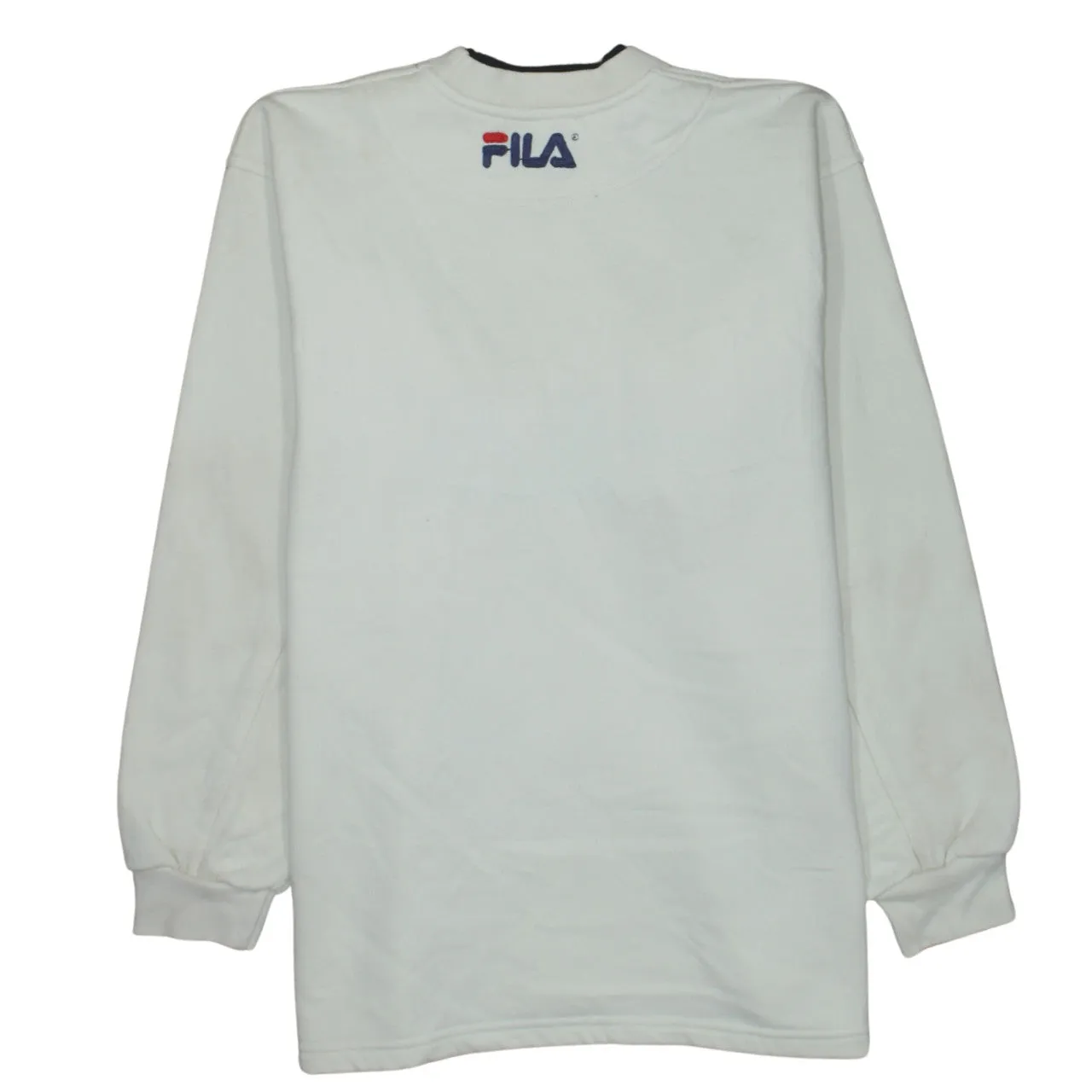 Fila Cream Sweatshirt Men's Small Embroidered Big Logo Crewneck Pullover Top sold by Vintage Club product image thumbnail 2