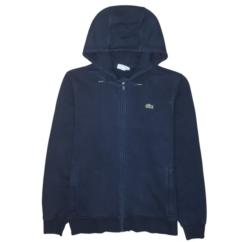 Lacoste Navy Blue Hoodie Men’s Medium Zip Up Embroidered Croc Logo Pocket Sweatshirt made by Lacoste