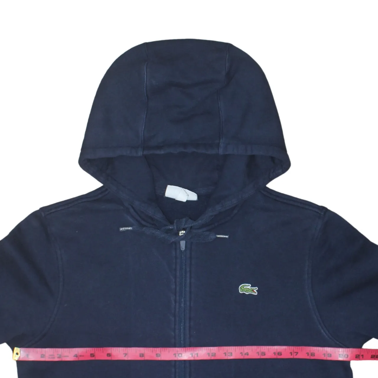 Lacoste Navy Blue Hoodie Men’s Medium Zip Up Embroidered Croc Logo Pocket Sweatshirt sold by Vintage Club product image thumbnail 5