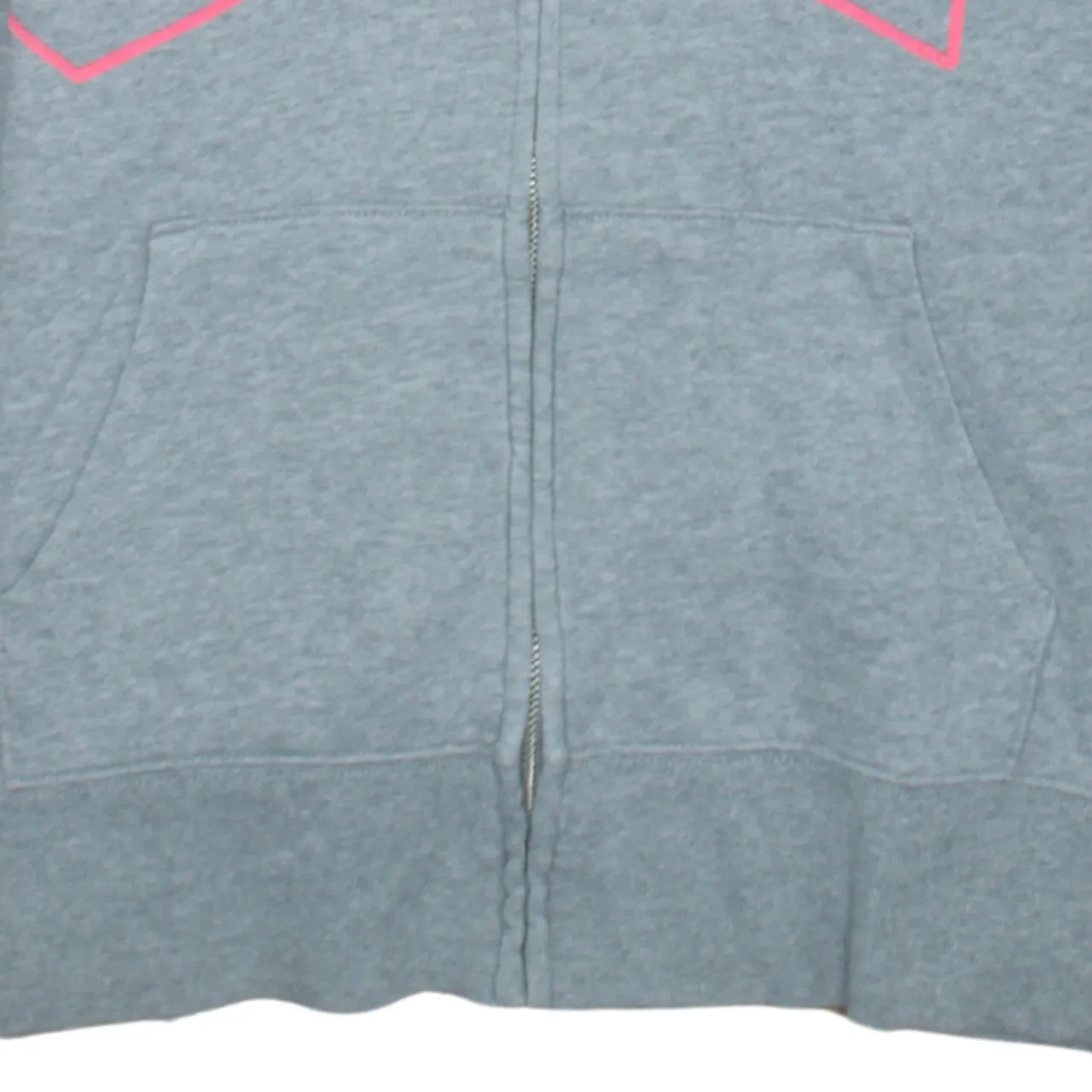 Gap Grey Zip Hoodie Men's Large Pink Logo Drawstring Hood Split Pocket Sweatshirt sold by Vintage Club product image thumbnail 4