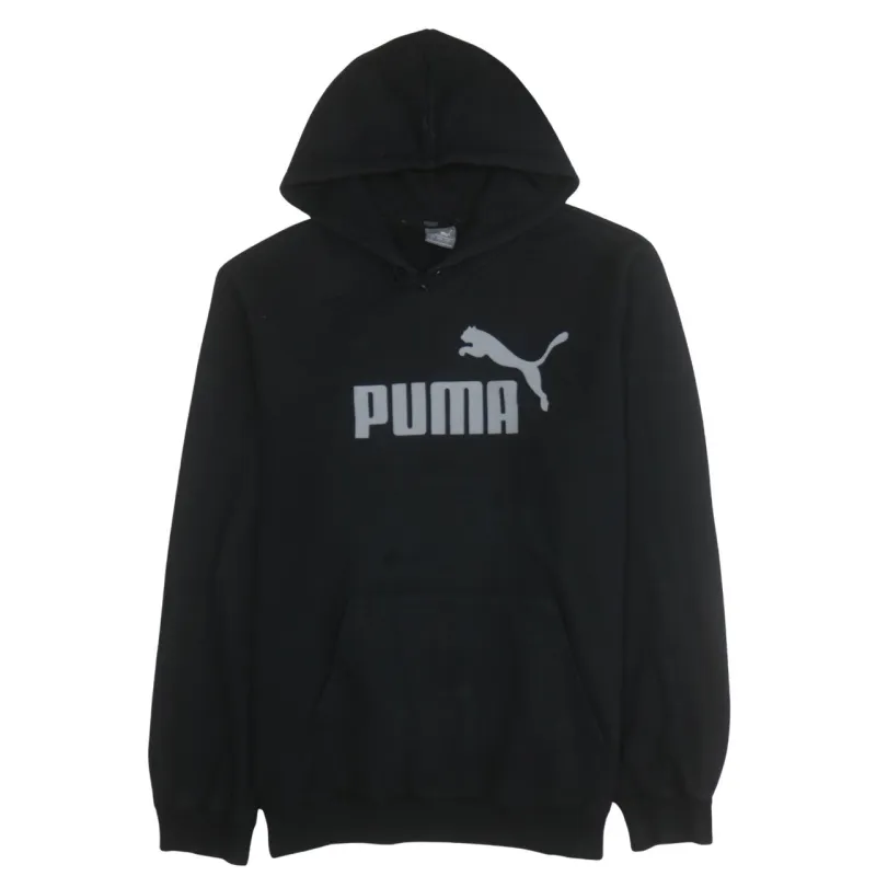 Puma Black Hoodie Men's Large Printed Logo Front Pouch Fleece Pullover Sweatshirt sold by Vintage Club