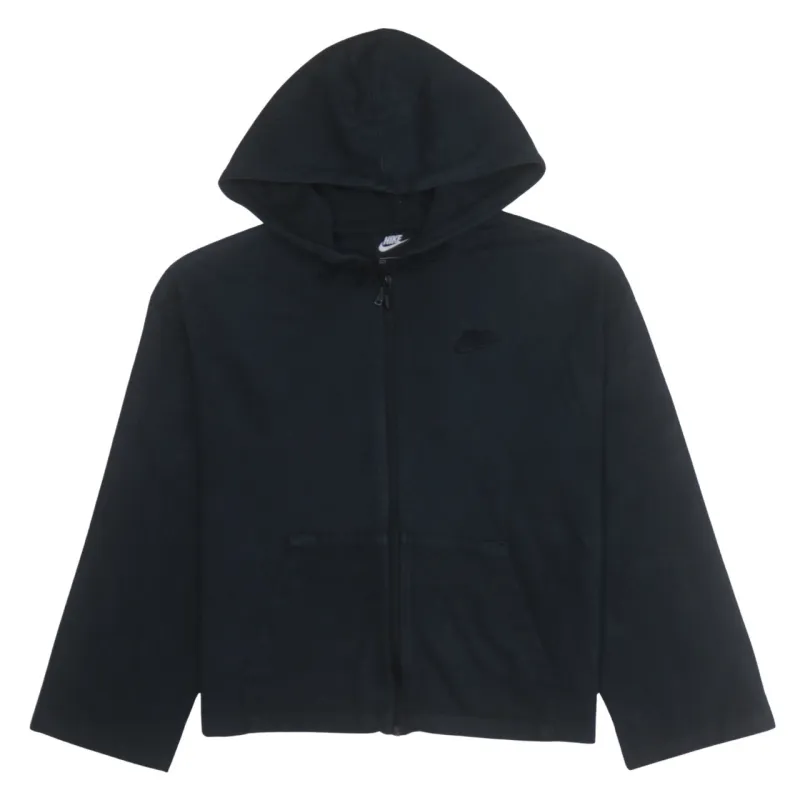 Nike Black Full Zip Hoodie Men's Medium Embroidered Chest Swoosh Front Pockets Sweatshirt sold by Vintage Club