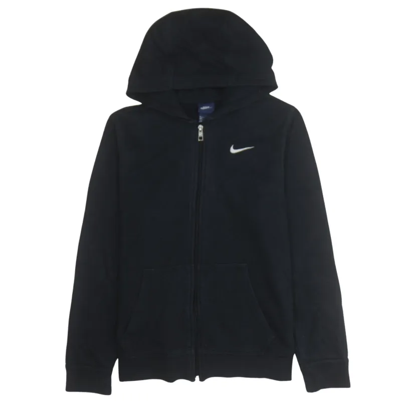 Nike Black Full Zip Hoodie Men’s XLarge Embroidered Swoosh Split Pocket Fleece Top Sweatshirt sold by Vintage Club